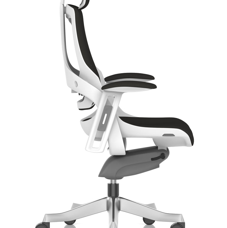 Zure High Back White Shell Fabric Executive Office Chair with Arms