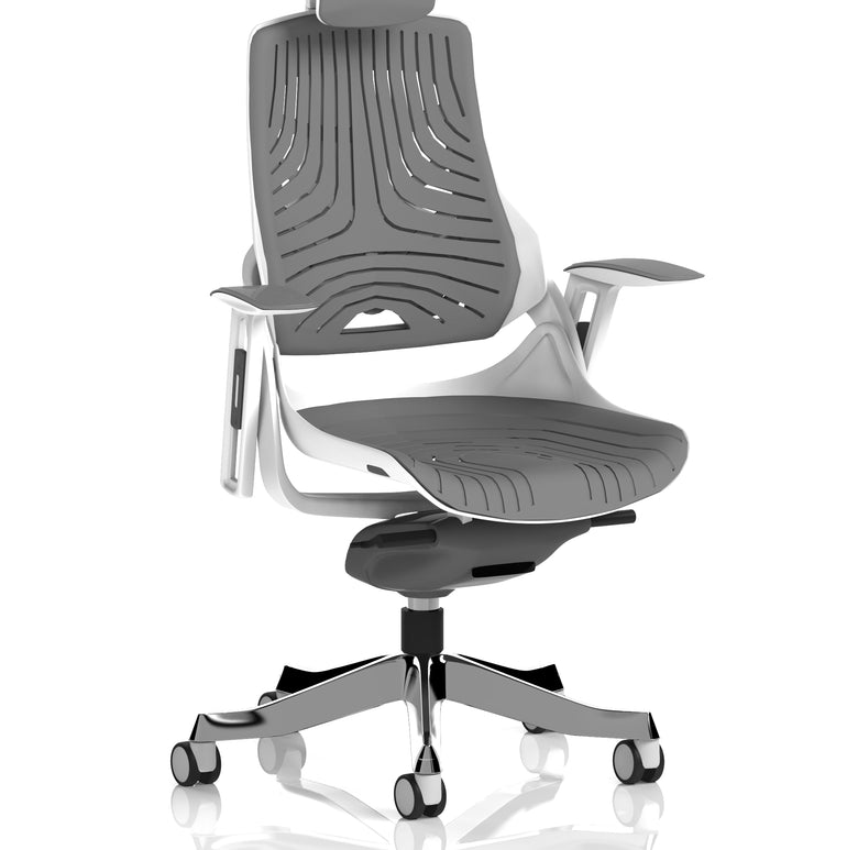 Zure High Back White Shell Elastomer Executive Office Chair with Arms