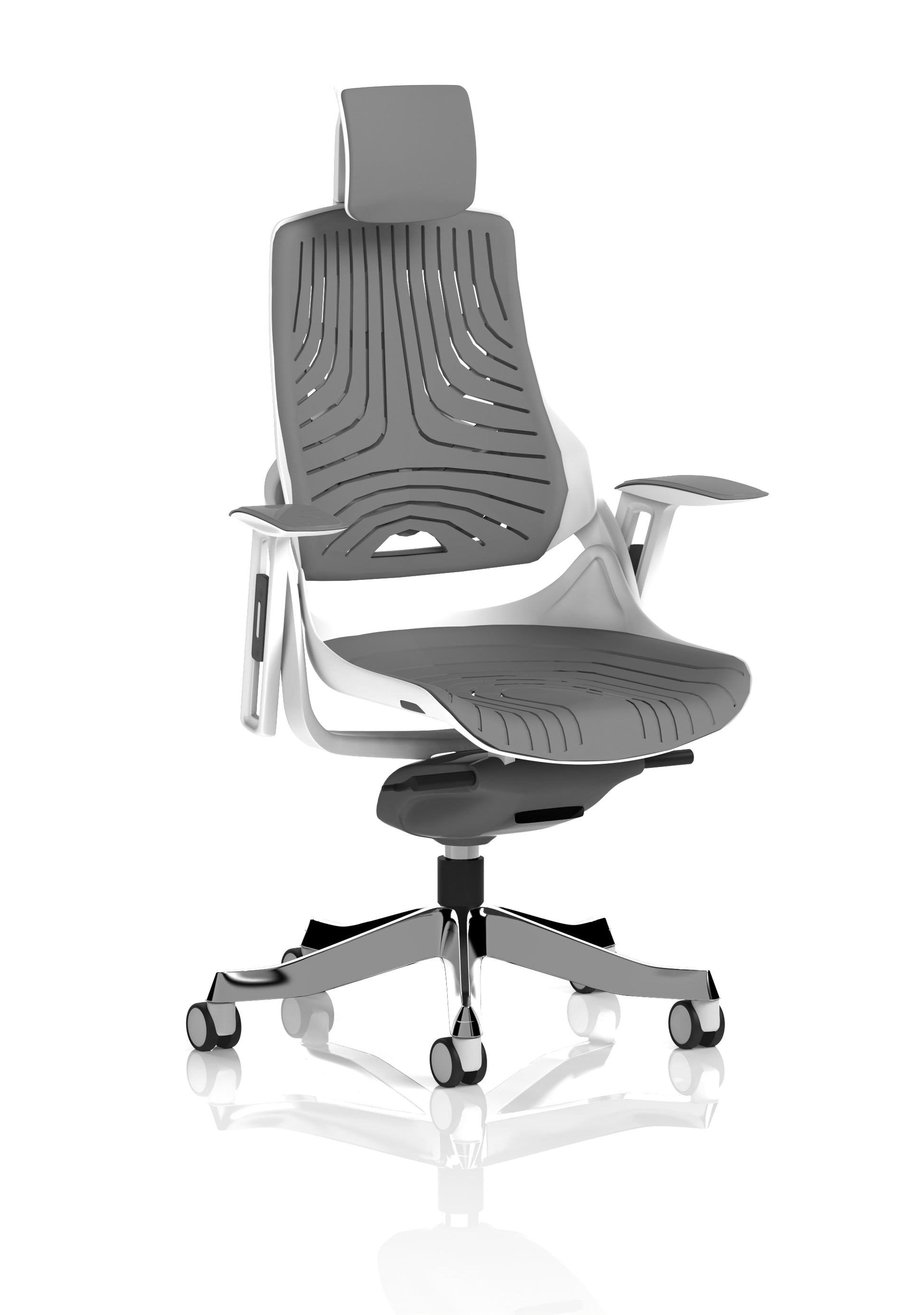 Zure High Back White Shell Elastomer Executive Office Chair with Arms