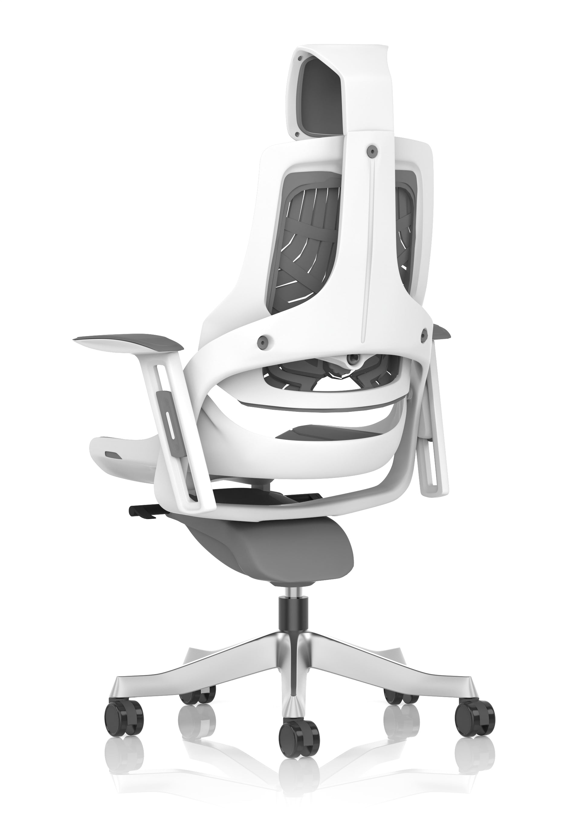 Zure High Back White Shell Elastomer Executive Office Chair with Arms