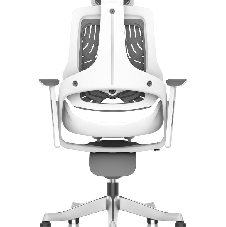 Zure High Back White Shell Elastomer Executive Office Chair with Arms