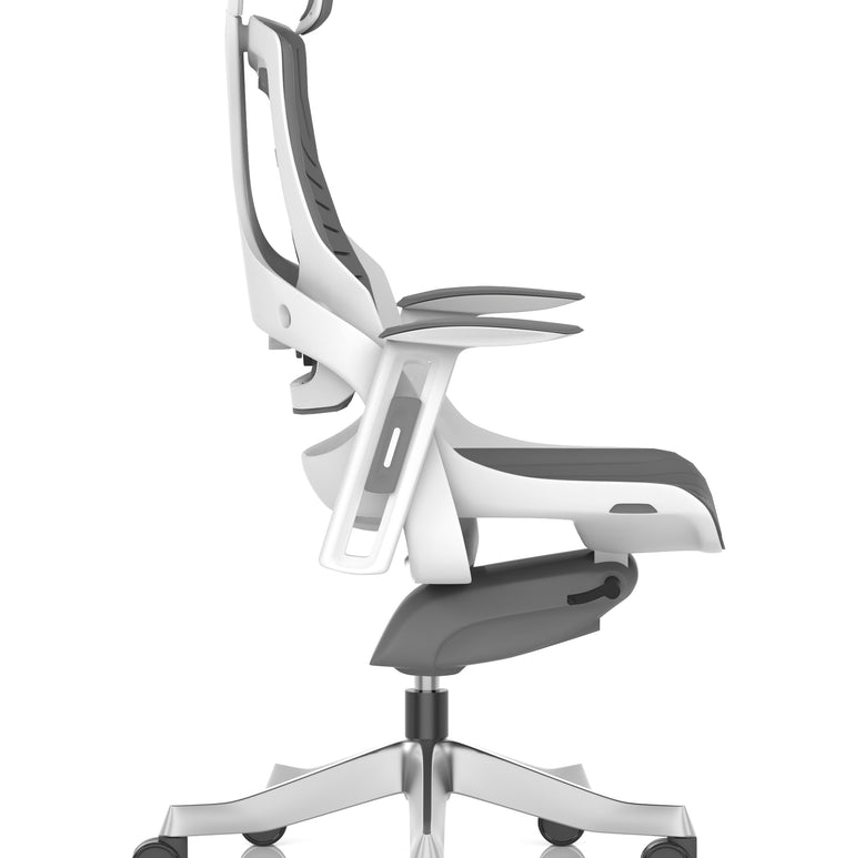Zure High Back White Shell Elastomer Executive Office Chair with Arms