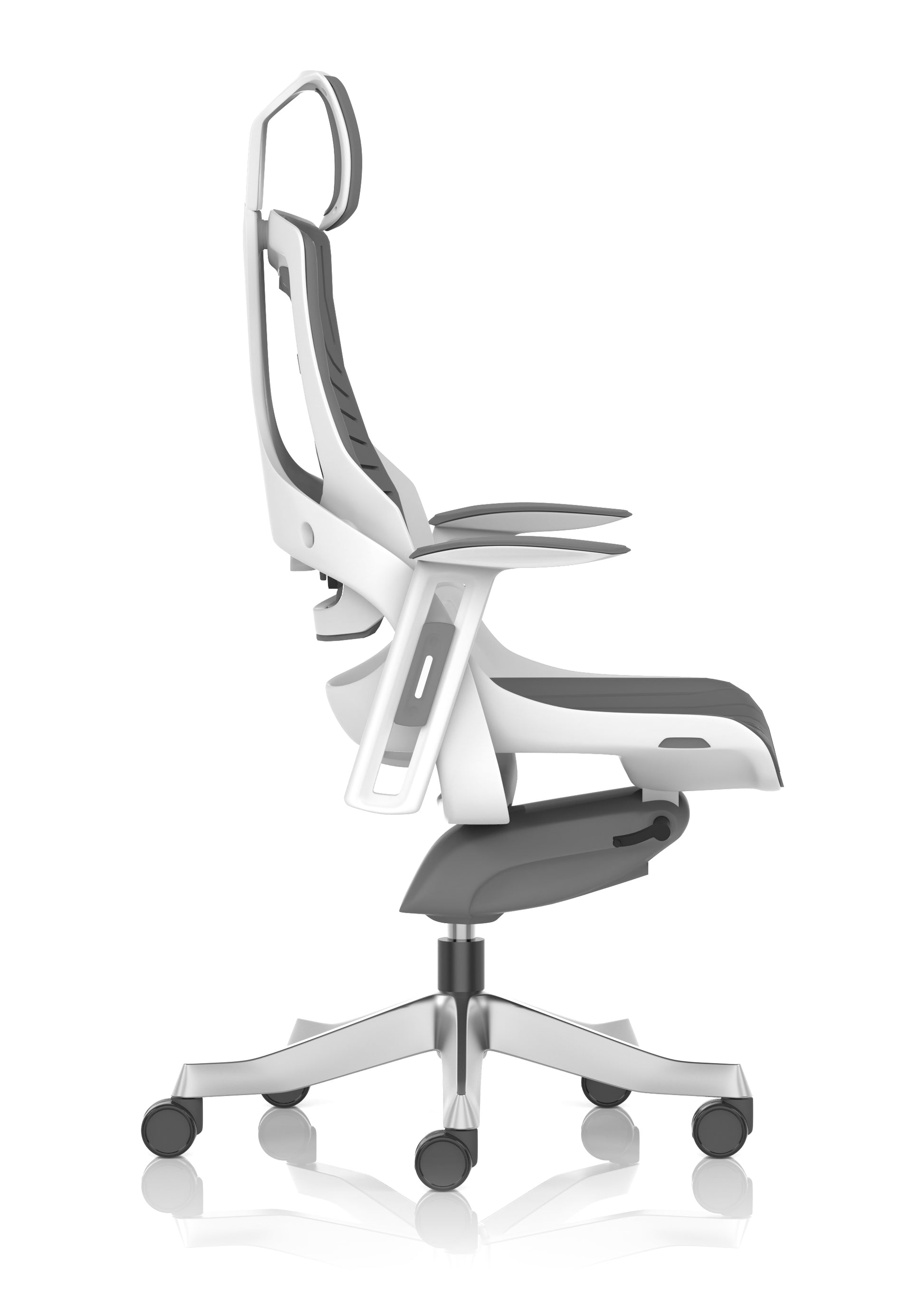 Zure High Back White Shell Elastomer Executive Office Chair with Arms
