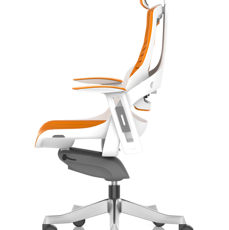 Zure High Back White Shell Elastomer Executive Office Chair with Arms
