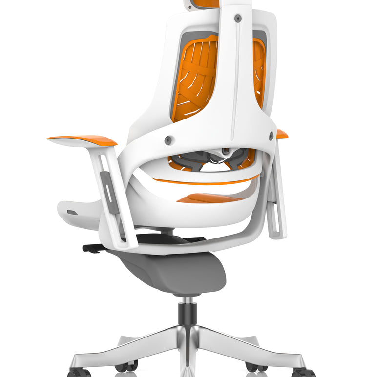 Zure High Back White Shell Elastomer Executive Office Chair with Arms