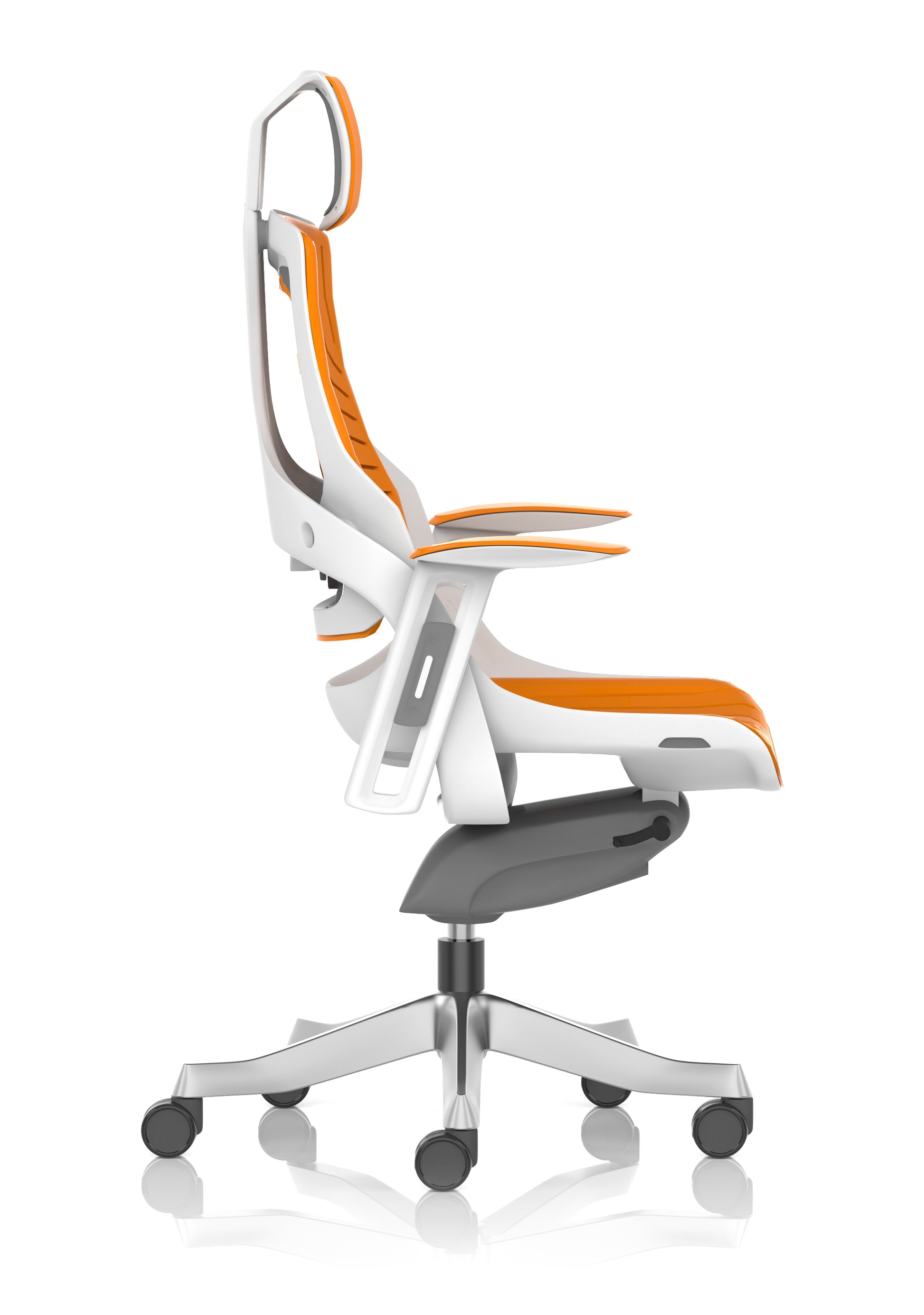 Zure High Back White Shell Elastomer Executive Office Chair with Arms