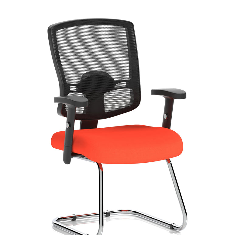 Portland Mesh Back Cantilever Visitor Chair with Arms