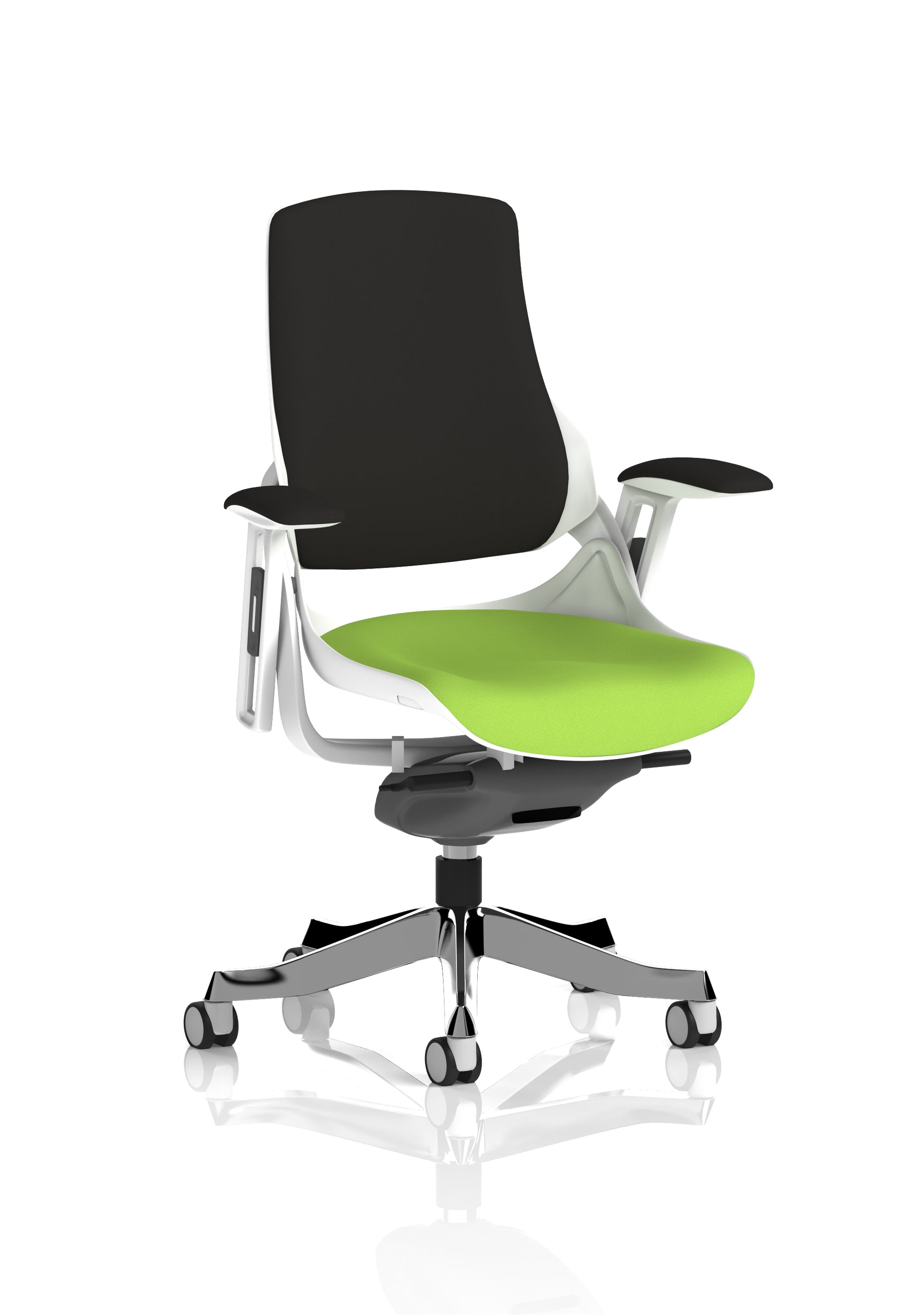 Zure High Back White Shell Fabric Executive Office Chair with Arms