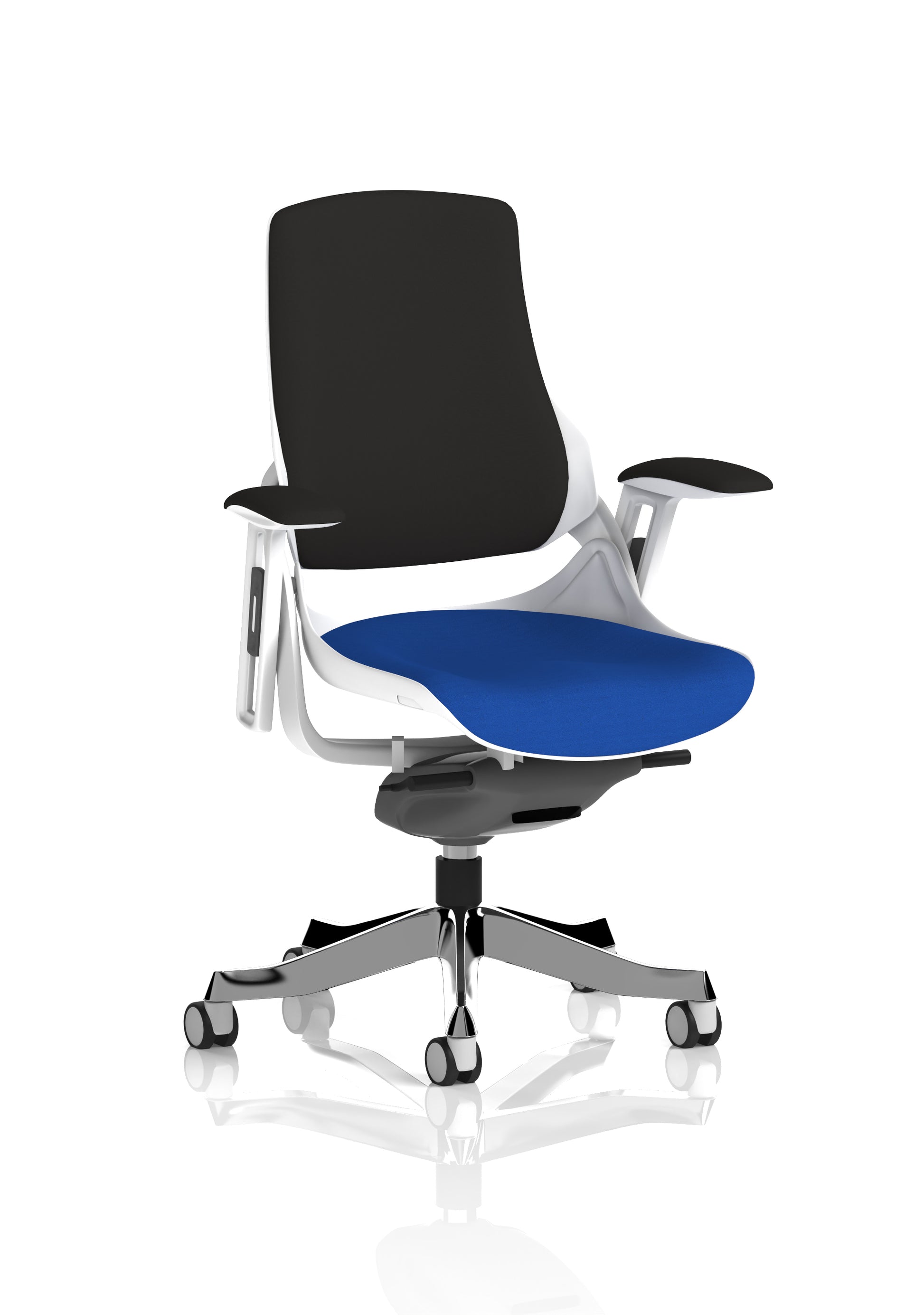 Zure High Back White Shell Fabric Executive Office Chair with Arms
