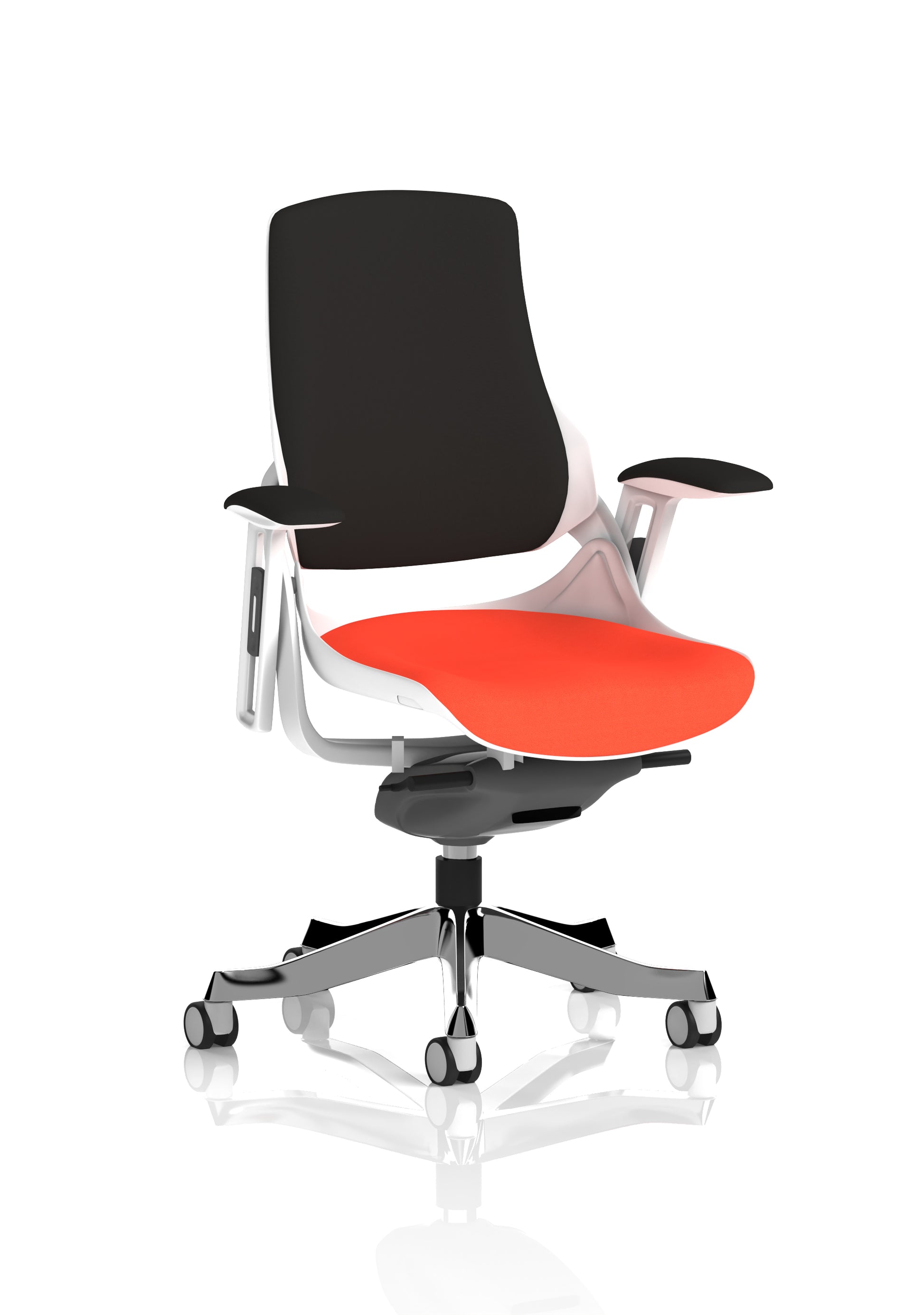 Zure High Back White Shell Fabric Executive Office Chair with Arms