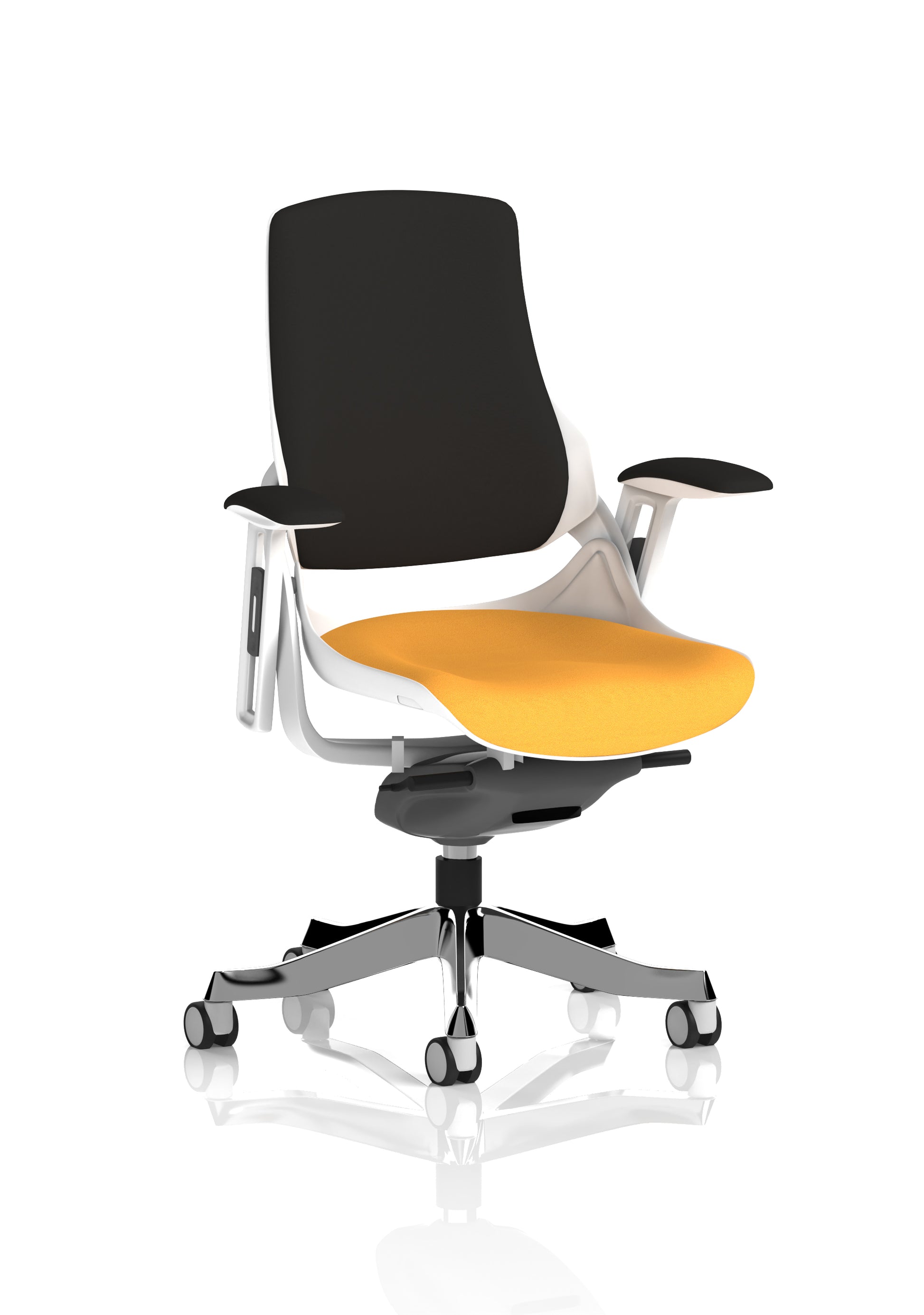 Zure High Back White Shell Fabric Executive Office Chair with Arms