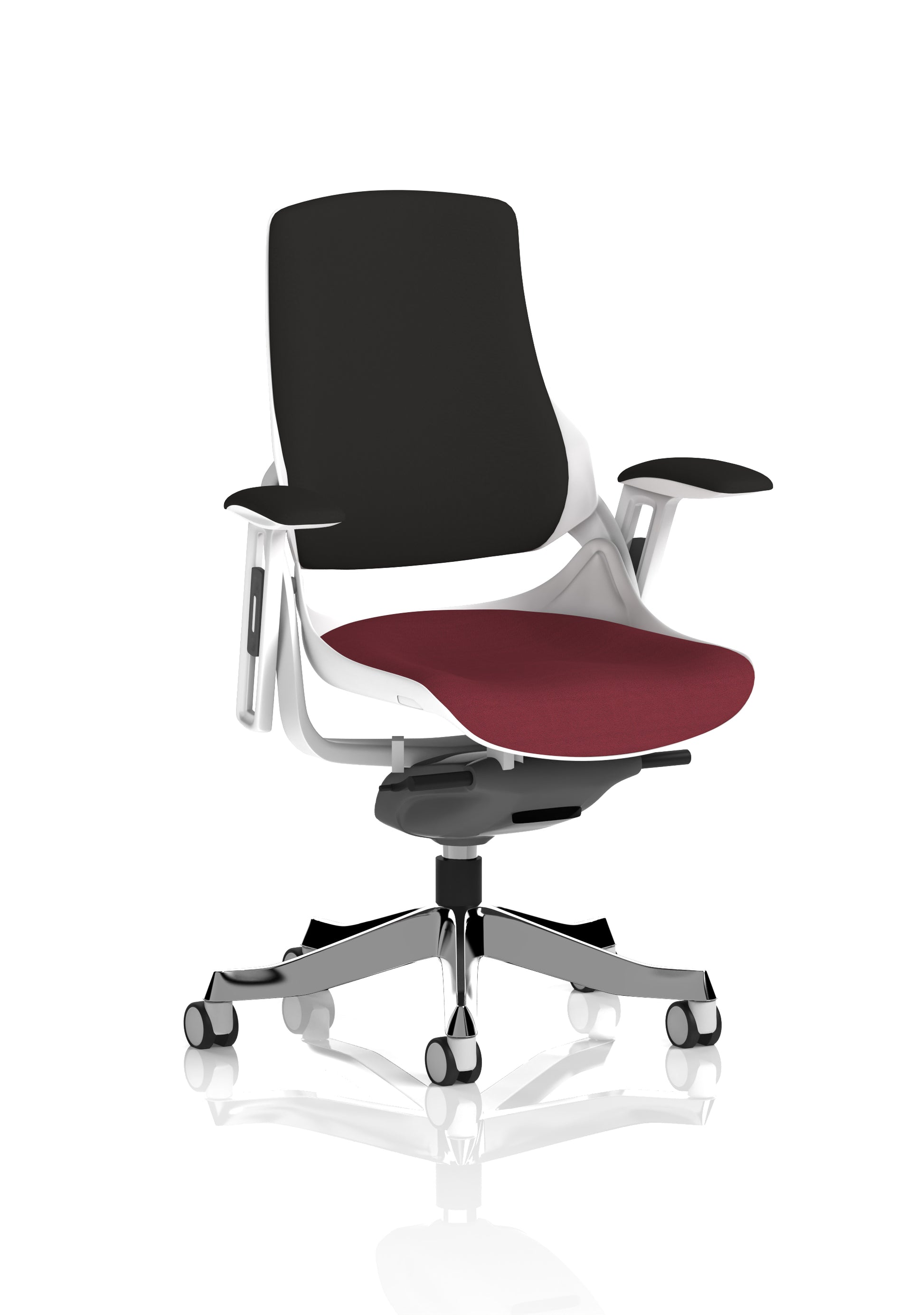 Zure High Back White Shell Fabric Executive Office Chair with Arms