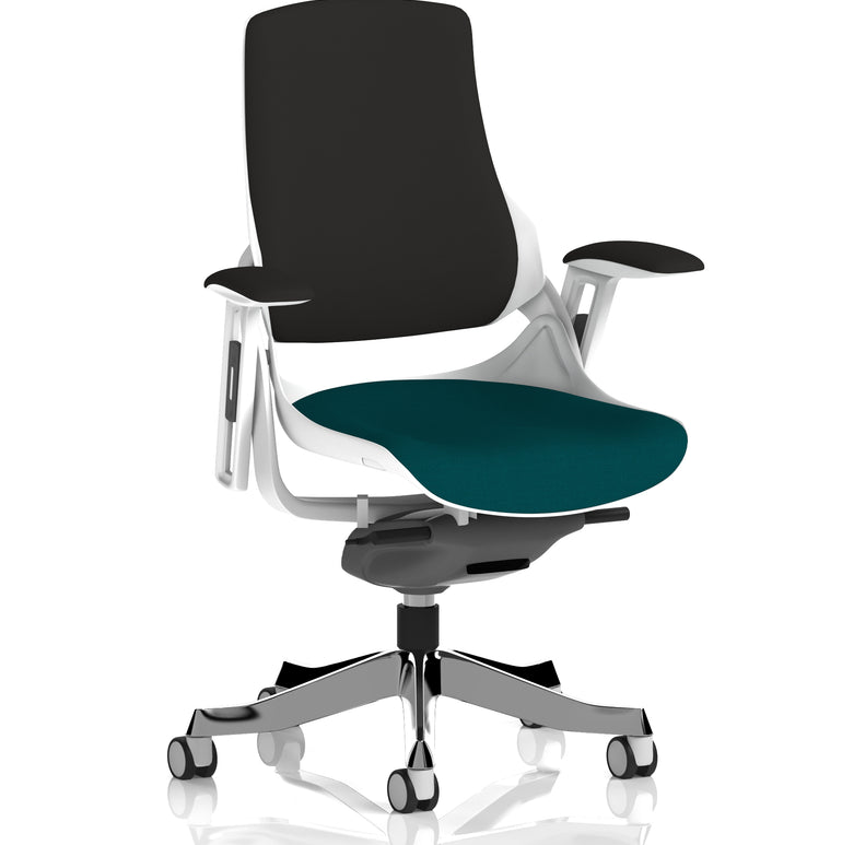 Zure High Back White Shell Fabric Executive Office Chair with Arms