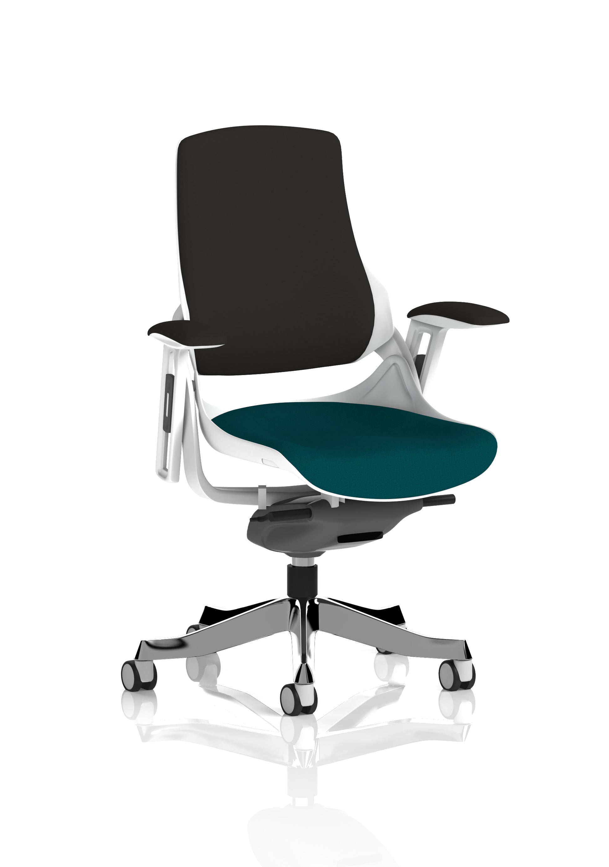 Zure High Back White Shell Fabric Executive Office Chair with Arms