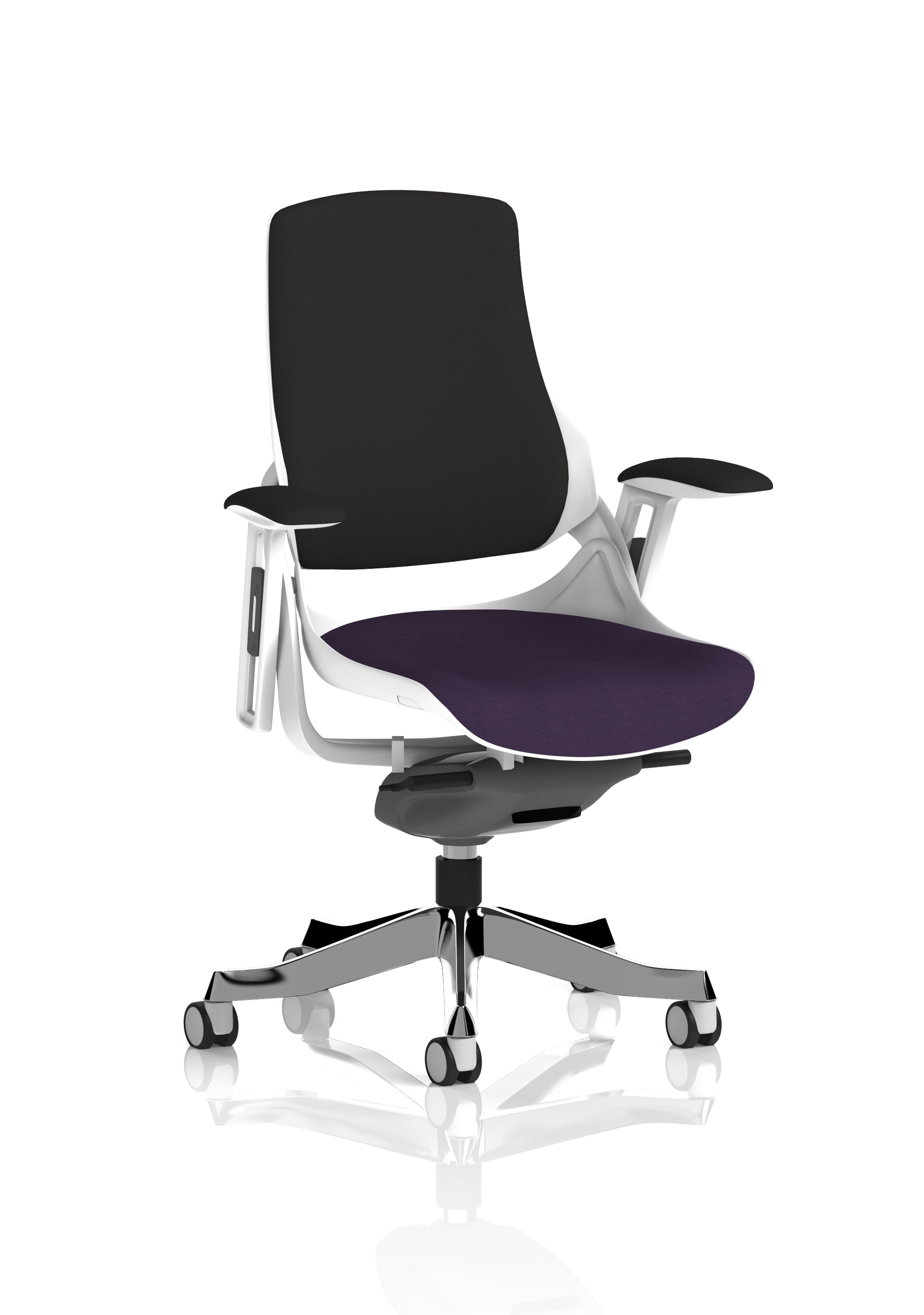 Zure High Back White Shell Fabric Executive Office Chair with Arms
