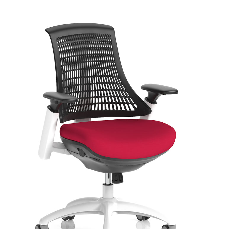 Flex Medium Back White Frame Task Operator Office Chair with Arms