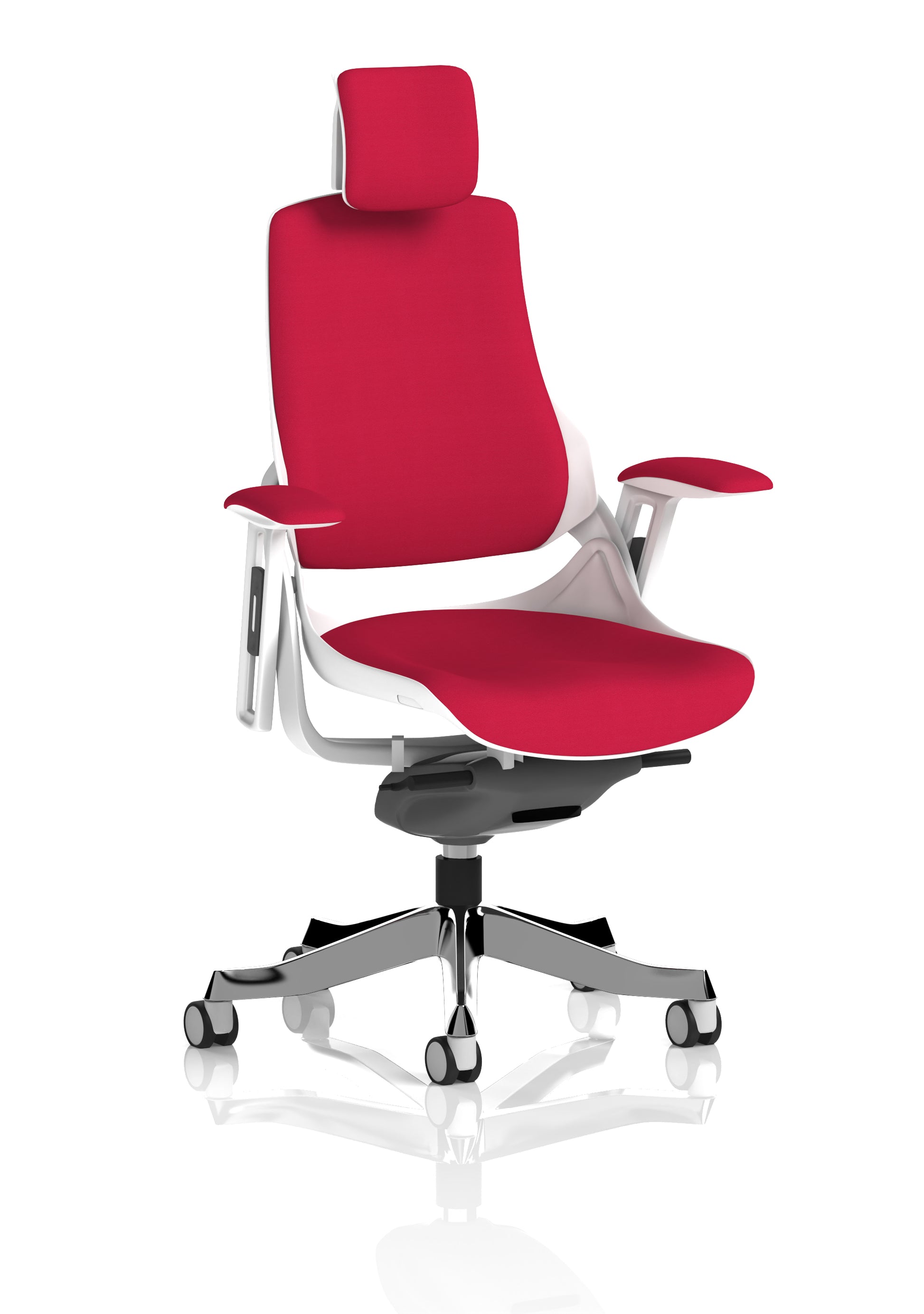 Zure High Back White Shell Fabric Executive Office Chair with Arms