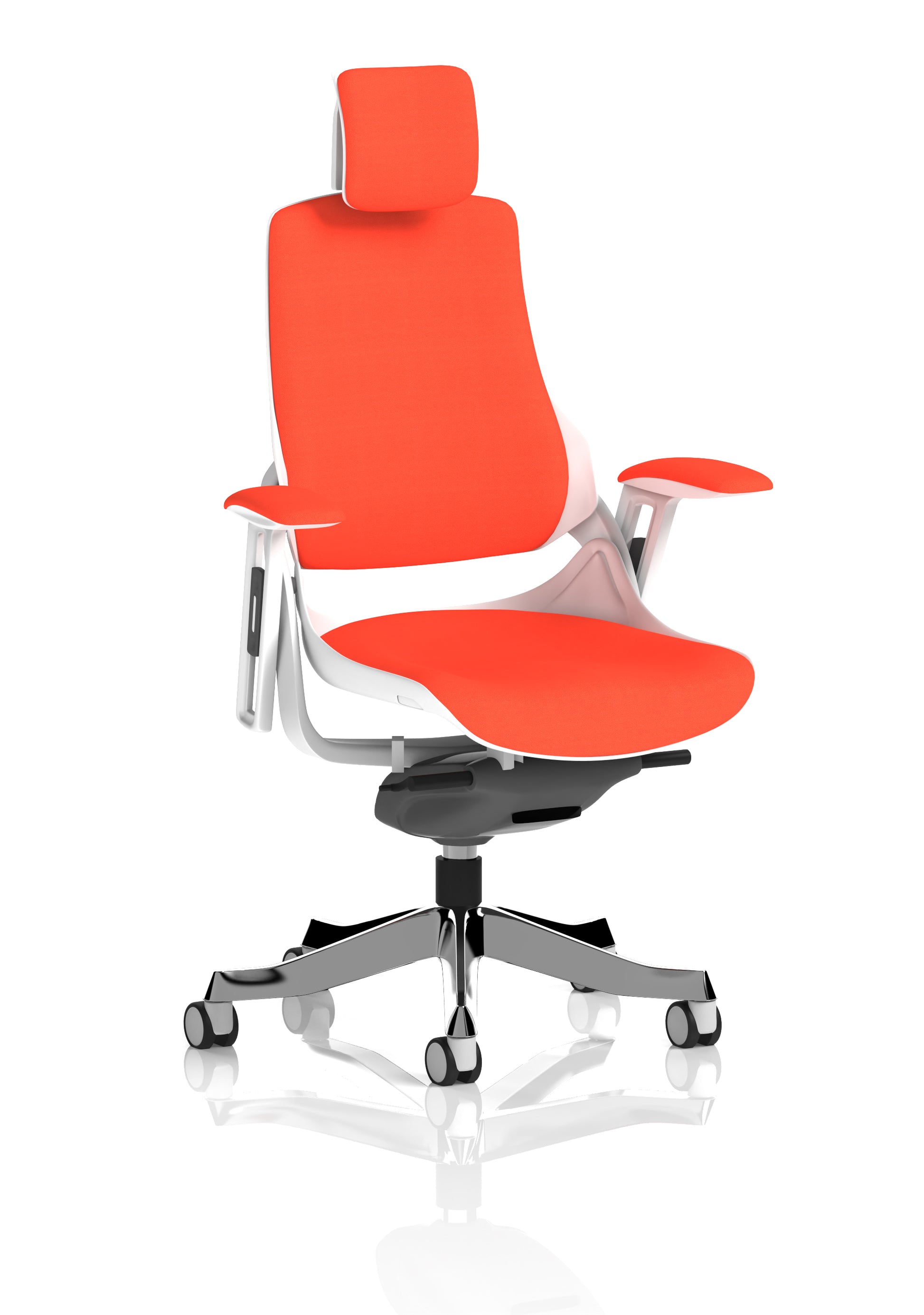 Zure High Back White Shell Fabric Executive Office Chair with Arms