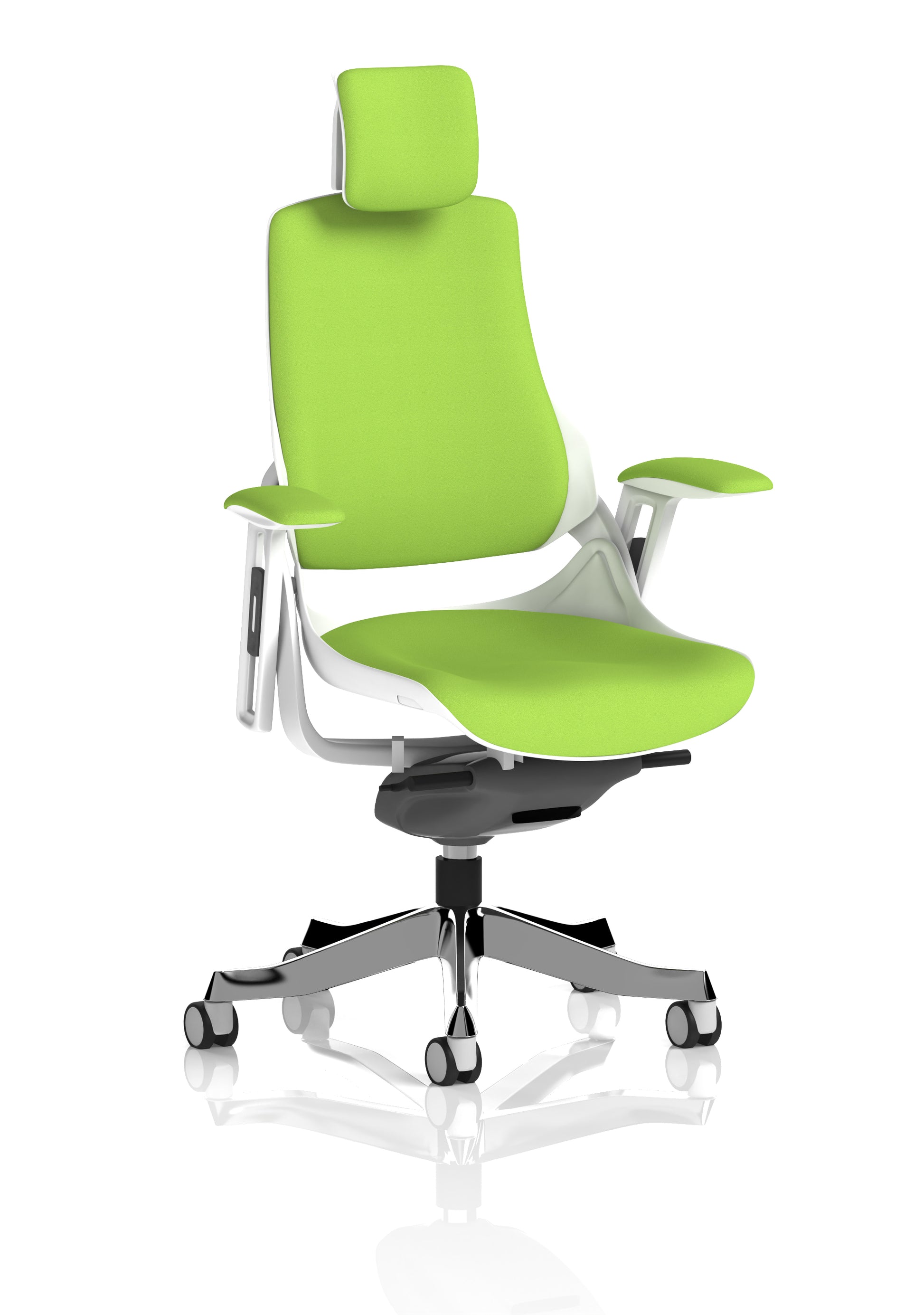 Zure High Back White Shell Fabric Executive Office Chair with Arms
