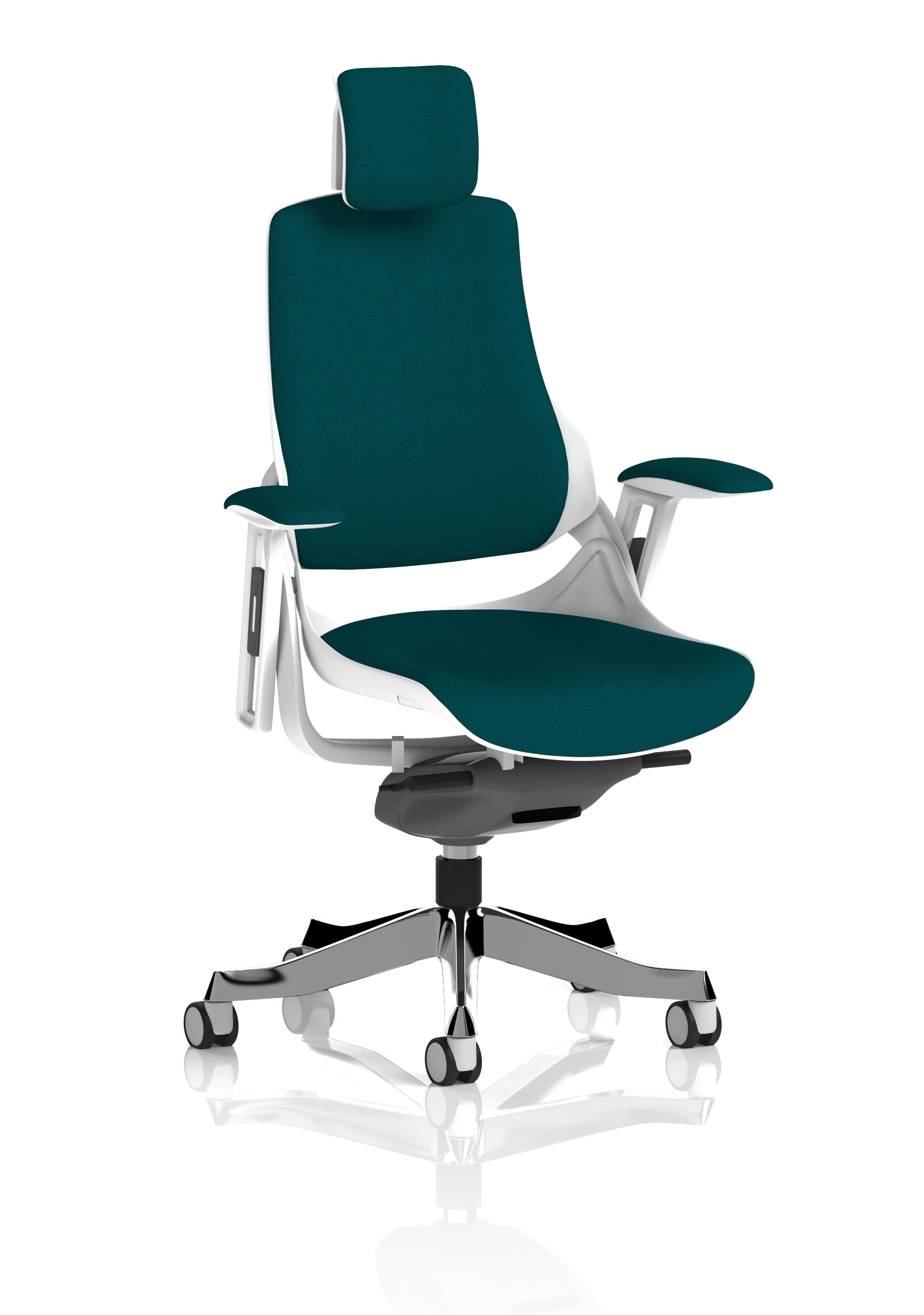 Zure High Back White Shell Fabric Executive Office Chair with Arms