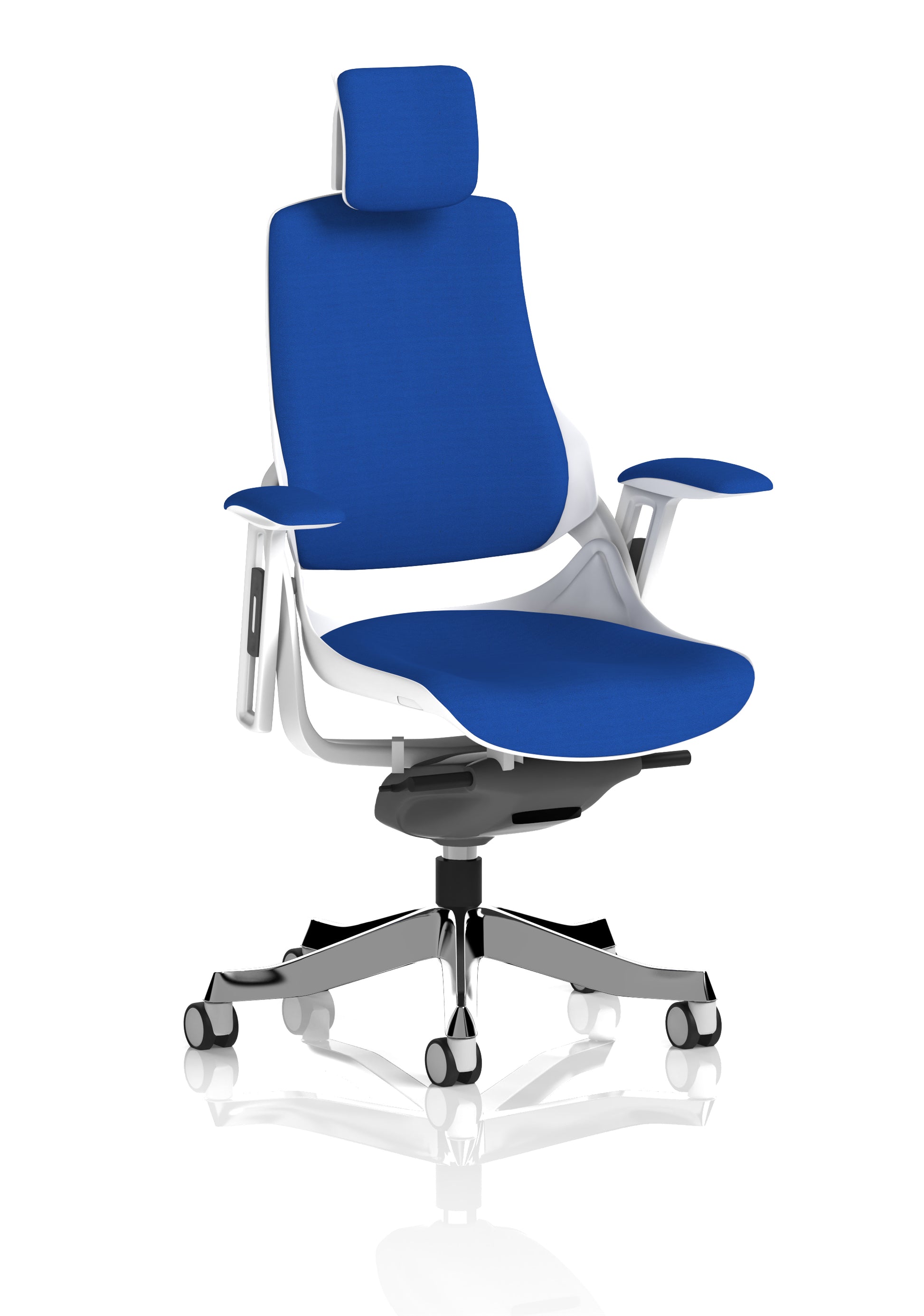 Zure High Back White Shell Fabric Executive Office Chair with Arms