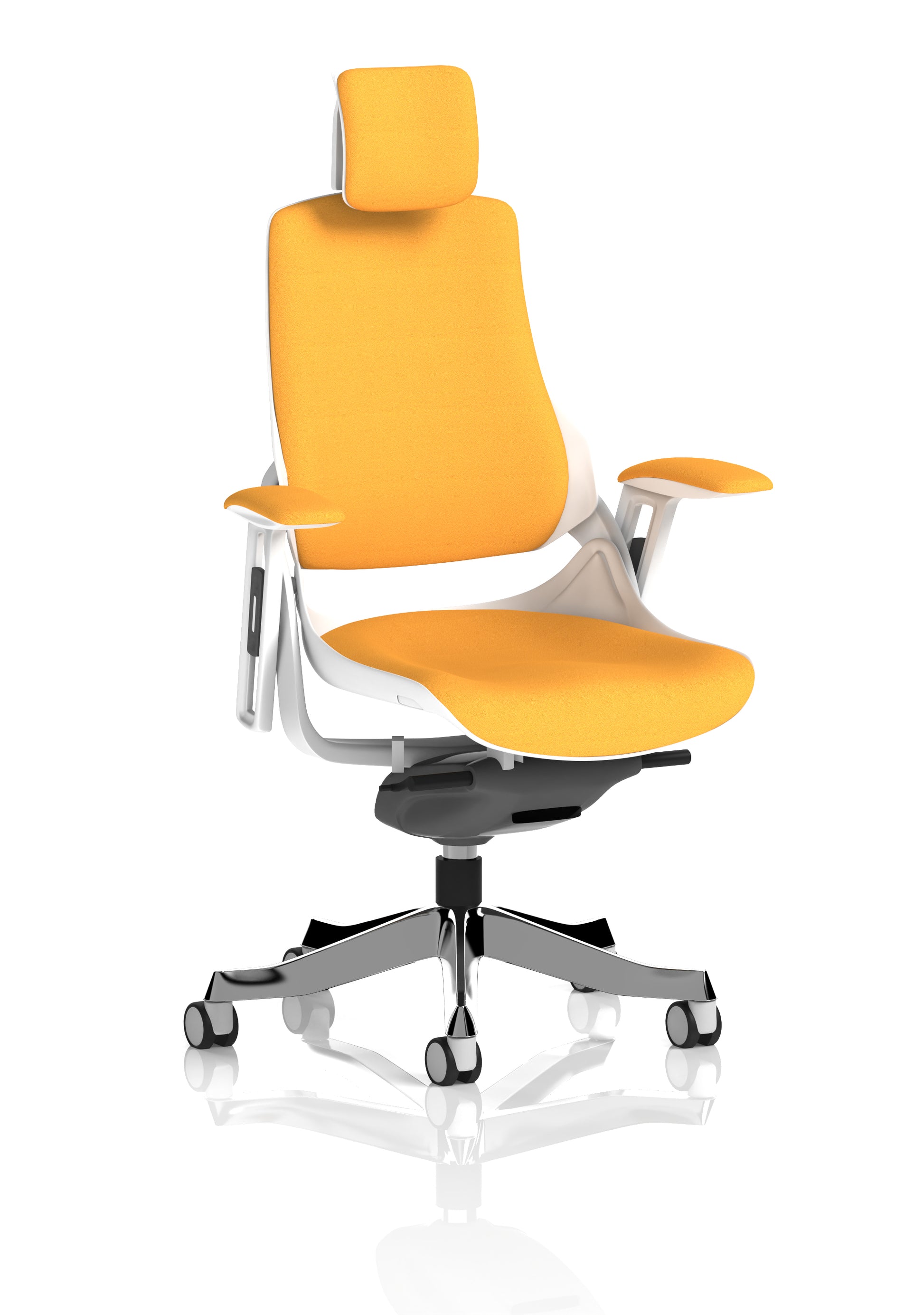 Zure High Back White Shell Fabric Executive Office Chair with Arms