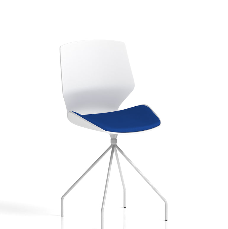 Florence Spindle White Frame Fabric Seat Visitor Chair