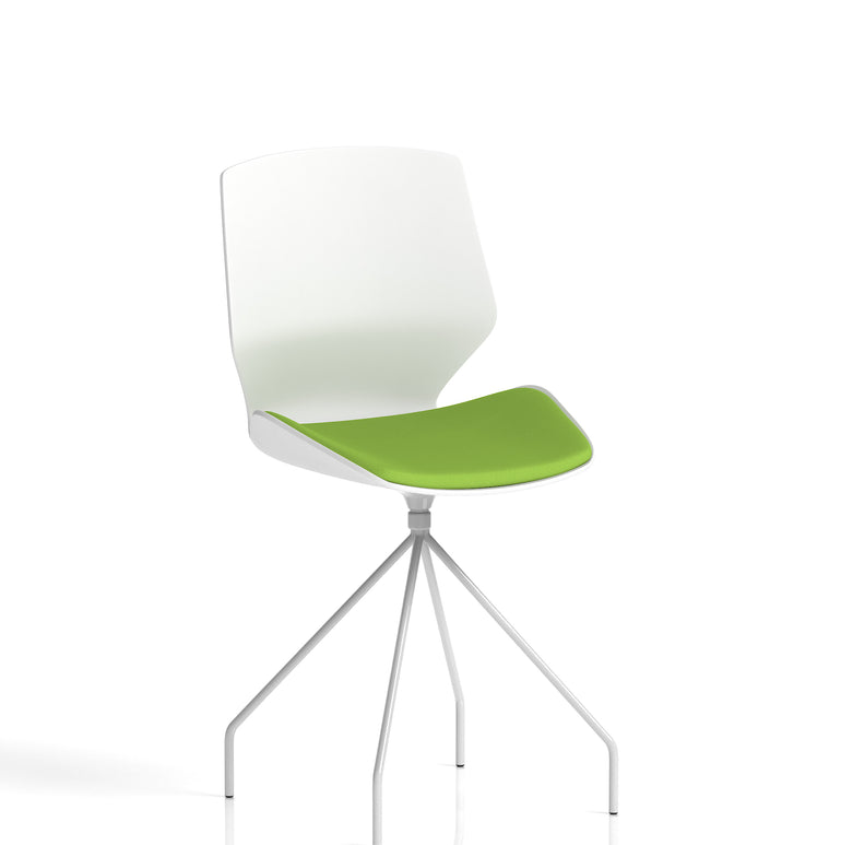 Florence Spindle White Frame Fabric Seat Visitor Chair