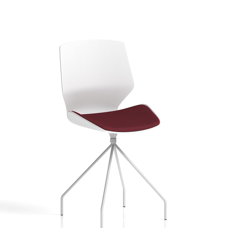 Florence Spindle White Frame Fabric Seat Visitor Chair