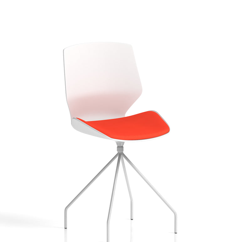 Florence Spindle White Frame Fabric Seat Visitor Chair