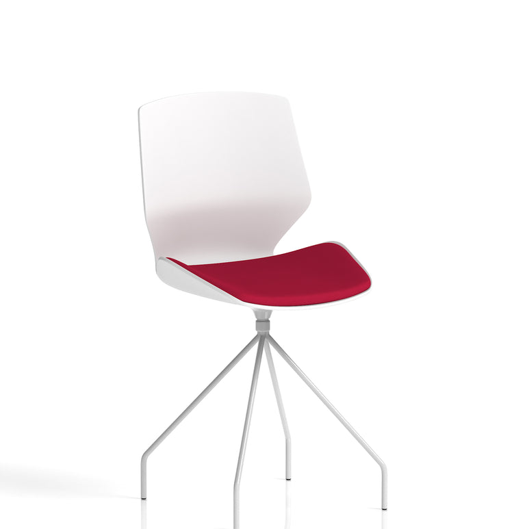Florence Spindle White Frame Fabric Seat Visitor Chair