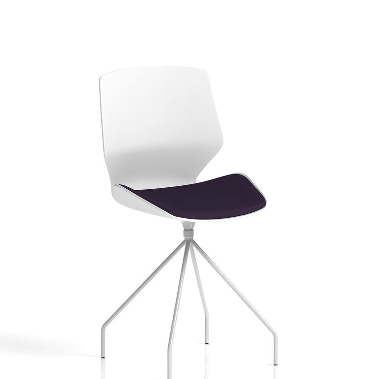 Florence Spindle White Frame Fabric Seat Visitor Chair