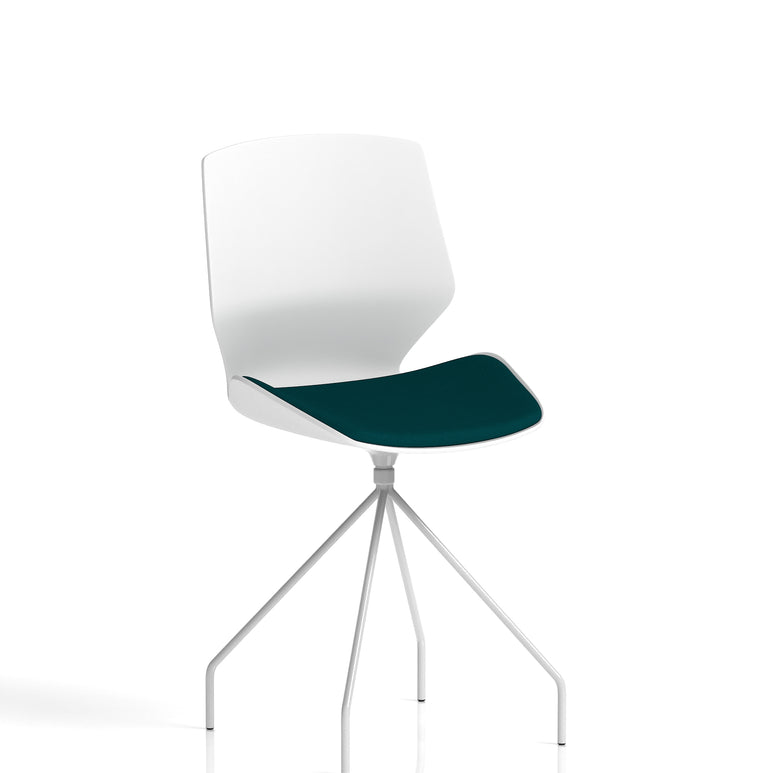 Florence Spindle White Frame Fabric Seat Visitor Chair
