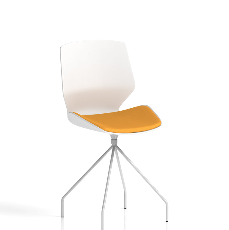 Florence Spindle White Frame Fabric Seat Visitor Chair