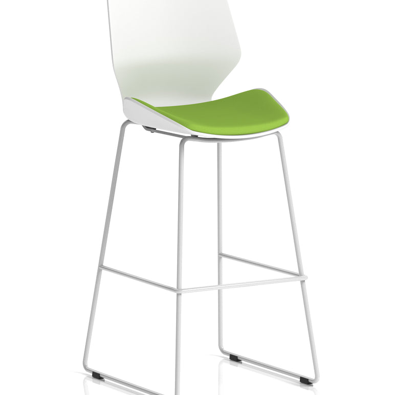 Florence White Frame Fabric Seat High Stool Chair