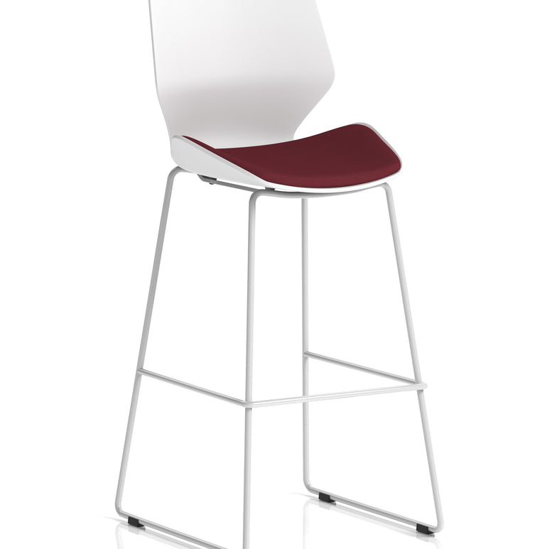 Florence White Frame Fabric Seat High Stool Chair