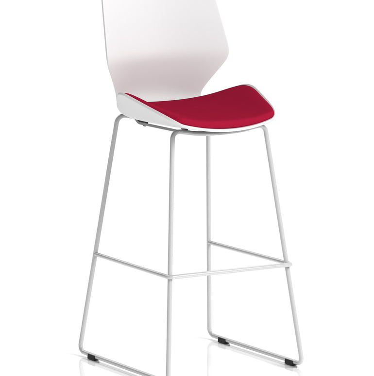 Florence White Frame Fabric Seat High Stool Chair