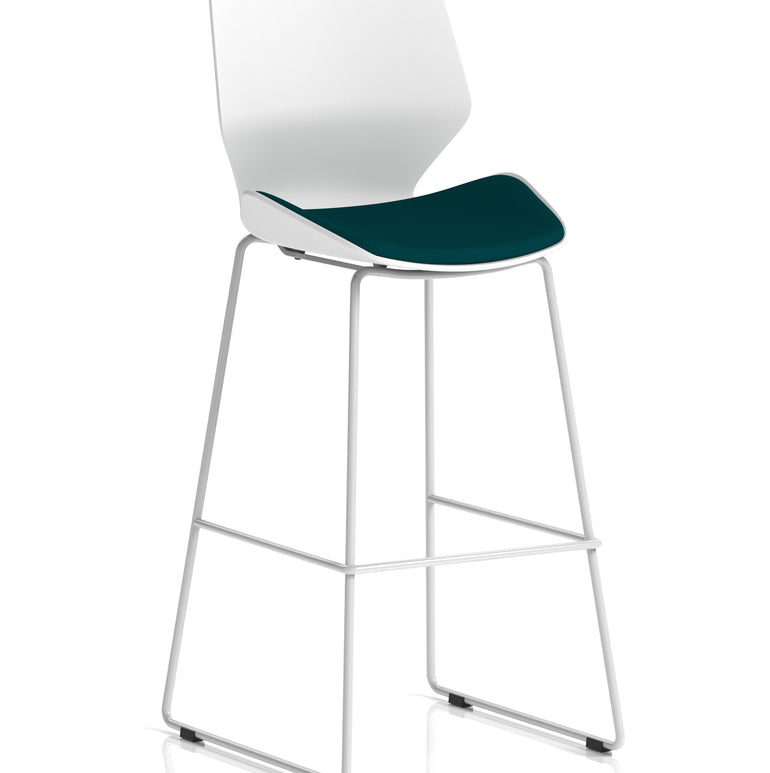 Florence White Frame Fabric Seat High Stool Chair