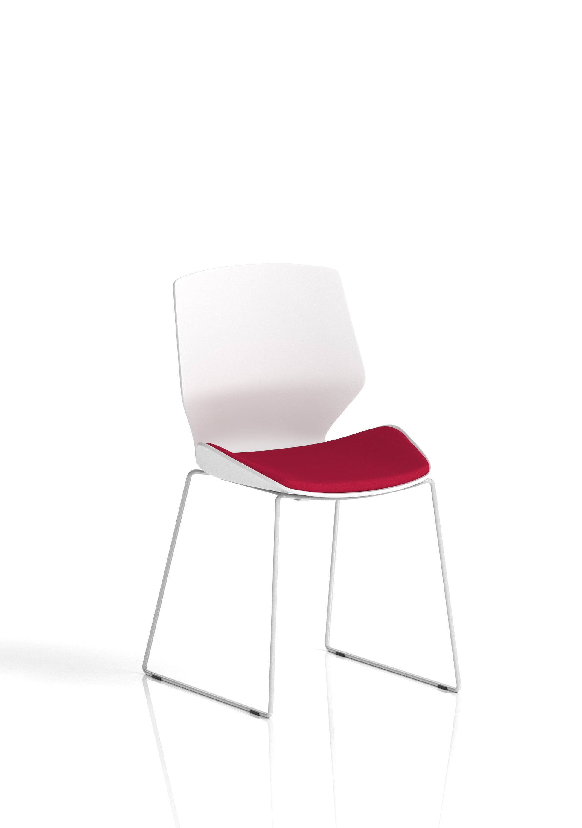 Florence Sled White Frame Fabric Seat Visitor Chair
