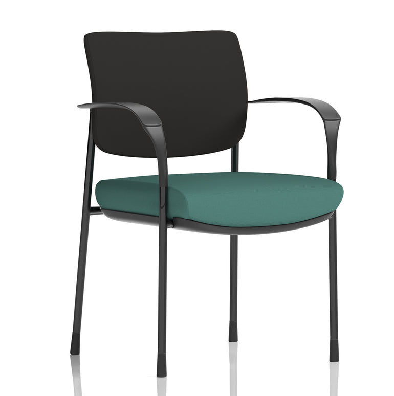 Brunswick Deluxe Medium Back Stacking Visitor Office Chair with Arms In Quest Fabric