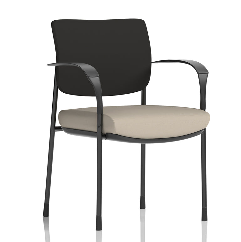 Brunswick Deluxe Medium Back Stacking Visitor Office Chair with Arms In Quest Fabric