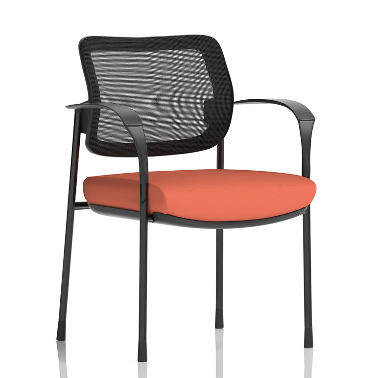 Brunswick Deluxe Medium Back Stacking Visitor Office Chair with Arms In Quest Fabric