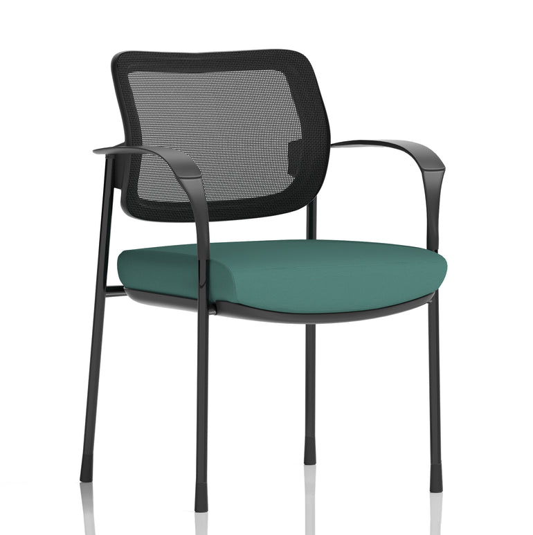 Brunswick Deluxe Medium Back Stacking Visitor Office Chair with Arms In Quest Fabric