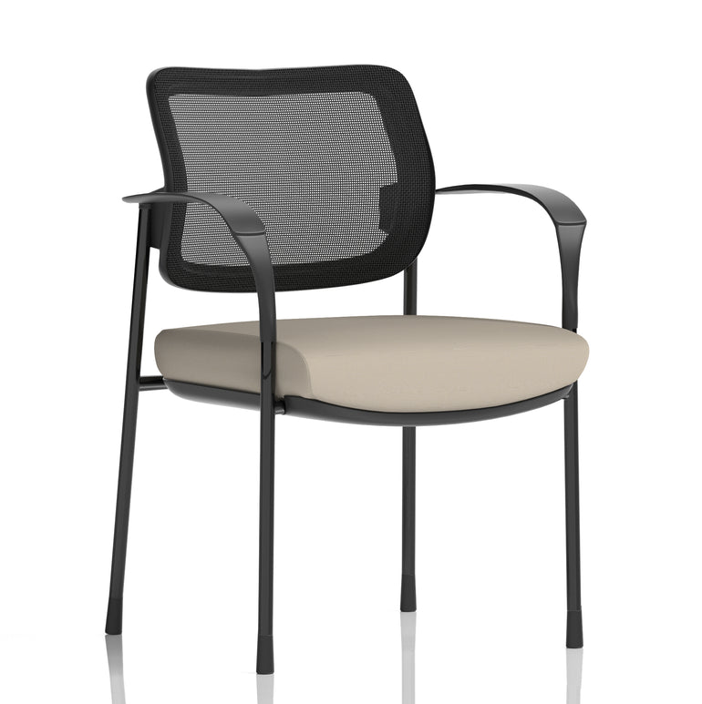 Brunswick Deluxe Medium Back Stacking Visitor Office Chair with Arms In Quest Fabric