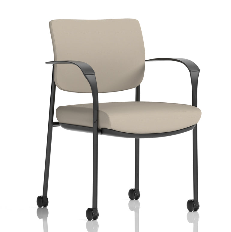 Brunswick Deluxe Medium Back Visitor Office Chair with Arms with Castors In Quest Fabric