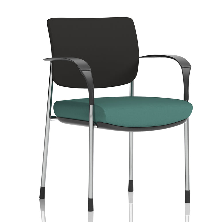 Brunswick Deluxe Medium Back Stacking Visitor Office Chair with Arms In Quest Fabric