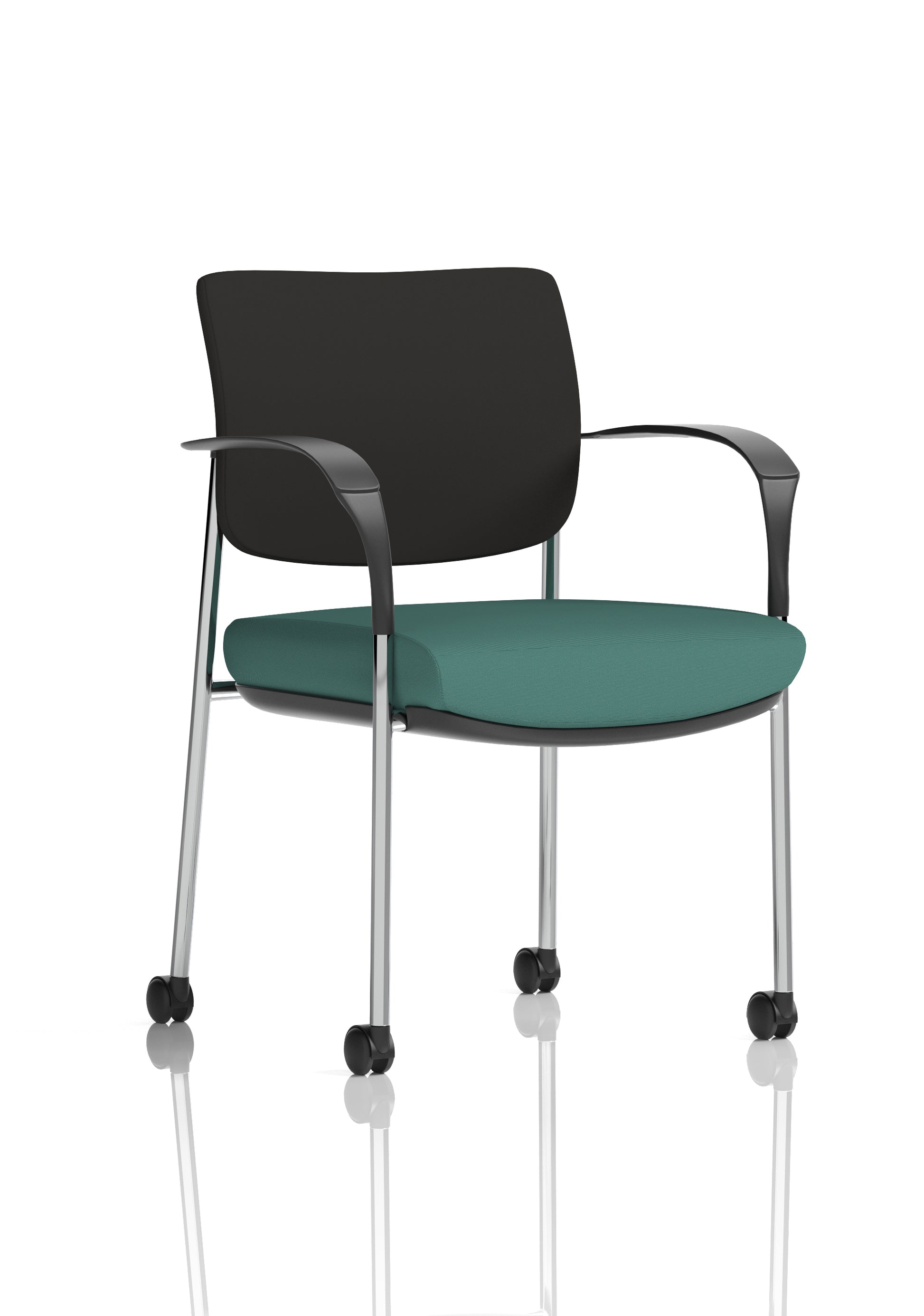 Brunswick Deluxe Medium Back Visitor Office Chair with Arms with Castors In Quest Fabric