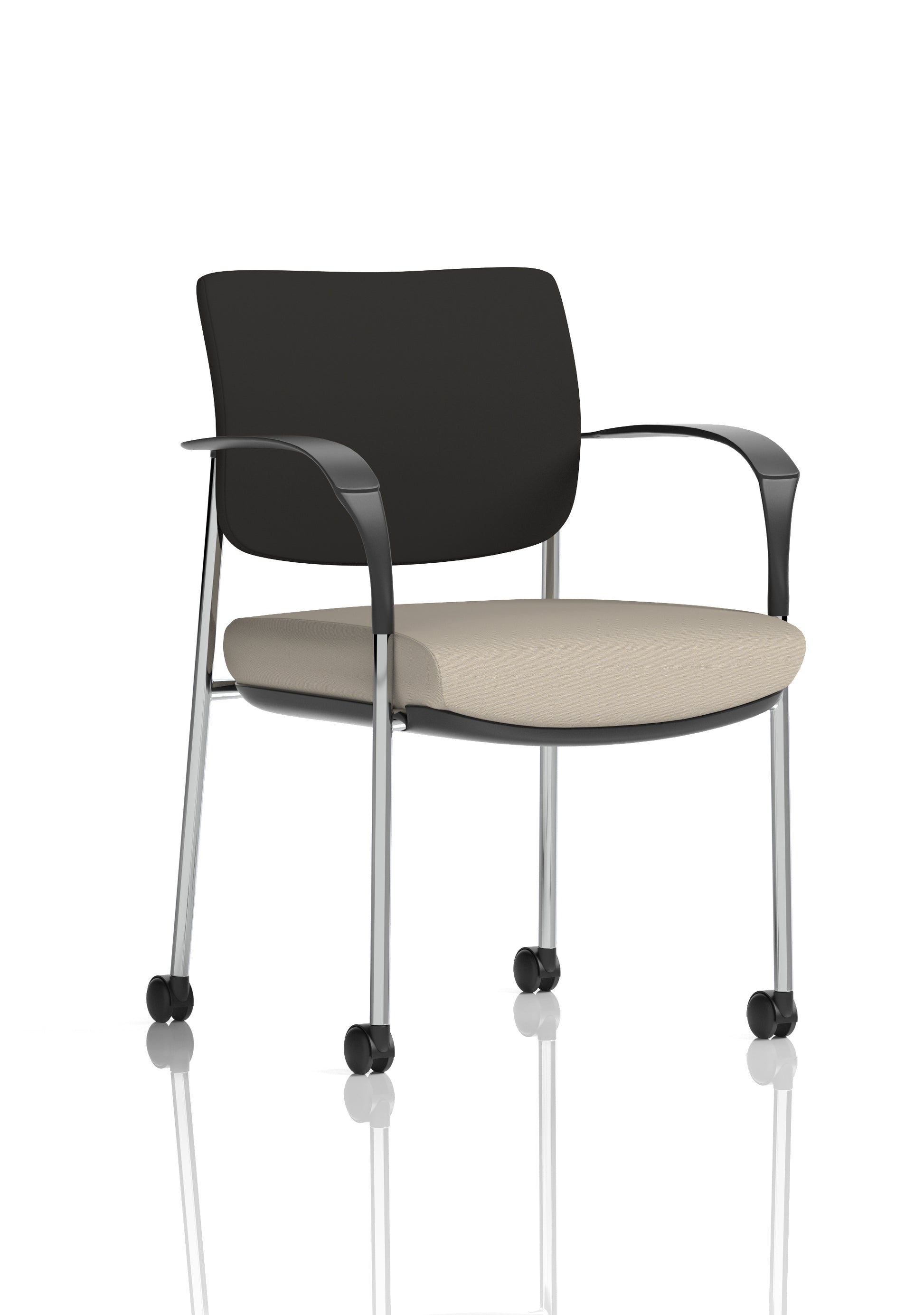 Brunswick Deluxe Medium Back Visitor Office Chair with Arms with Castors In Quest Fabric