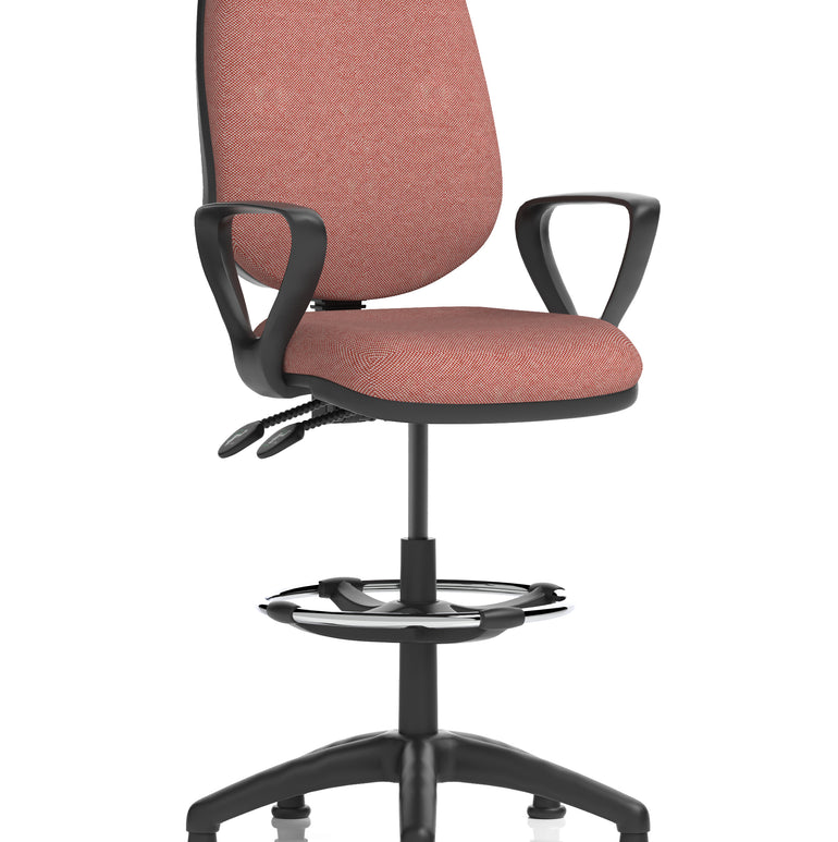 Eclipse Plus II Task Operator Office Chair with Hi Rise Draughtsman Kit In Quest And Rivet Fabric