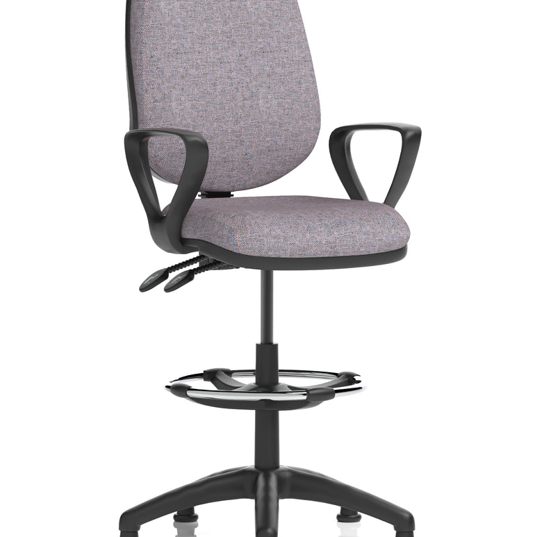 Eclipse Plus II Task Operator Office Chair with Hi Rise Draughtsman Kit In Quest And Rivet Fabric